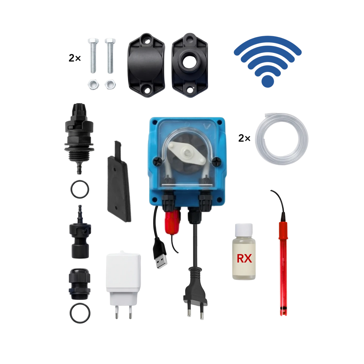 WiFiPOOL UNO RX Klor doseringspumpe - komplet installationssæt - svømmebassin op til 150 m³