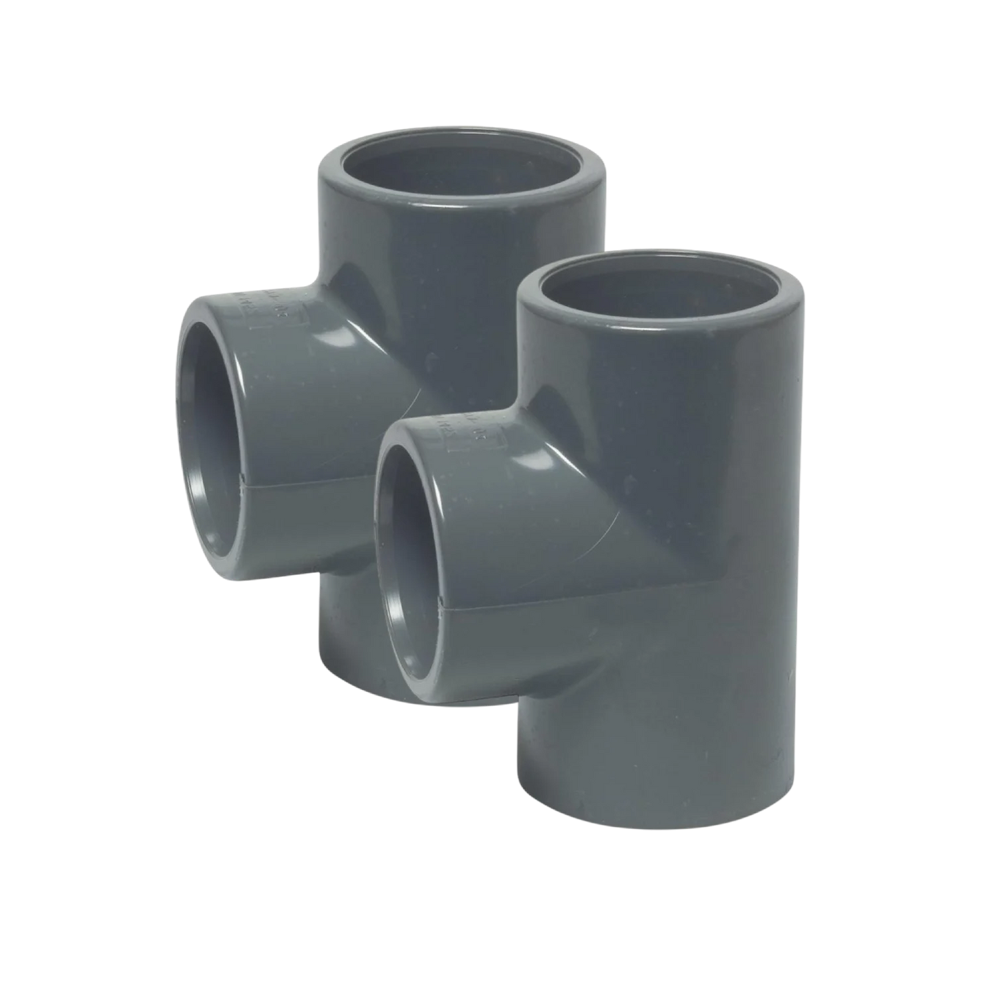 2x T-kors 90° PVC 50 mm limmuffe 16 bar (2 stk.)