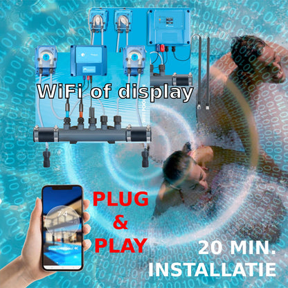 Doseapparat flydende pH- og klorregulering - formonteret på plade til svømmebassin fra 10 til 150 m ³