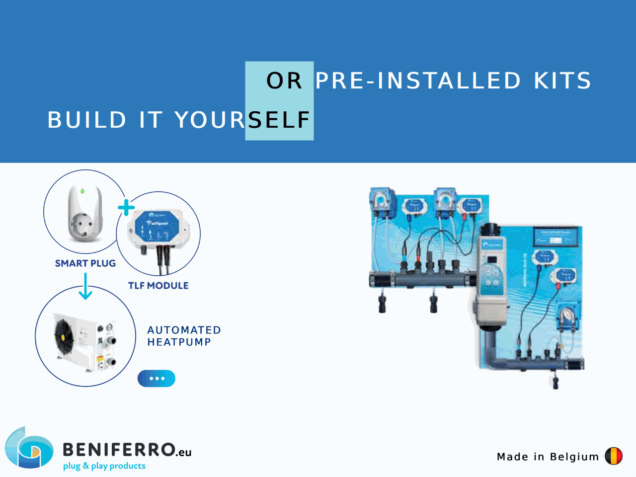 Saltelektrolyse-kontrolapparat, formonteret med pH- og RX-regulering og stik efter eget valg