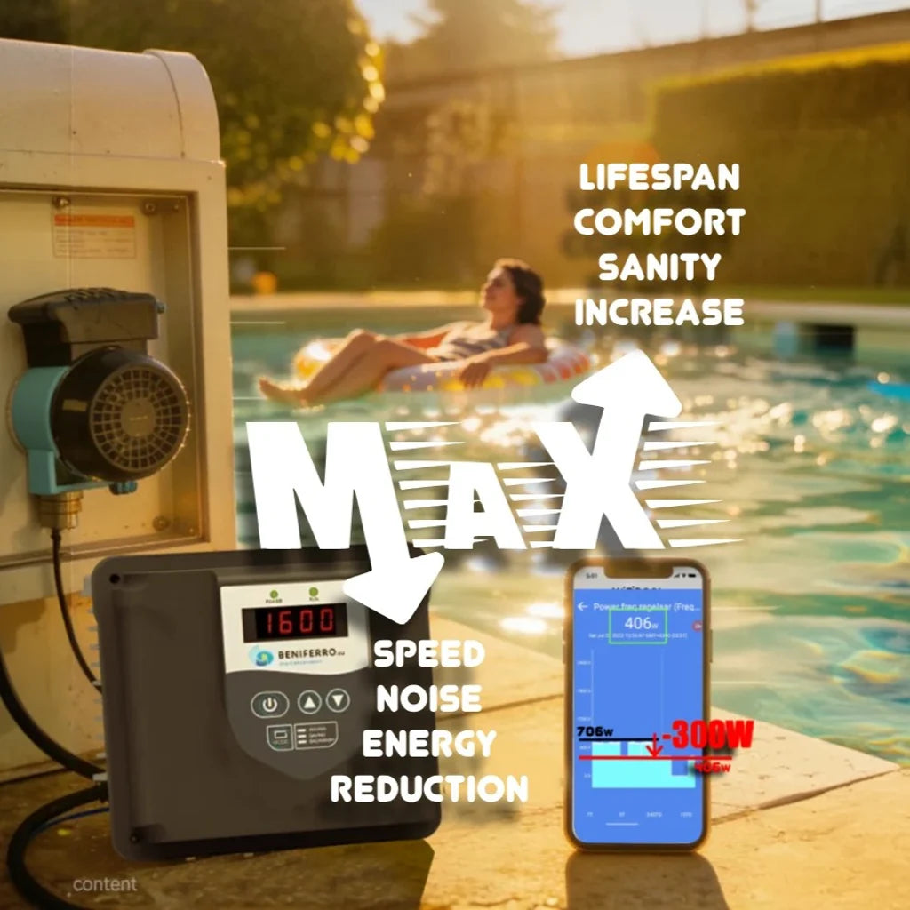 MaX Frekvensomformer IP20 230V med WiFiPOOL CONNECT PRO-controller - 1,12 kW (1,5 HK)
