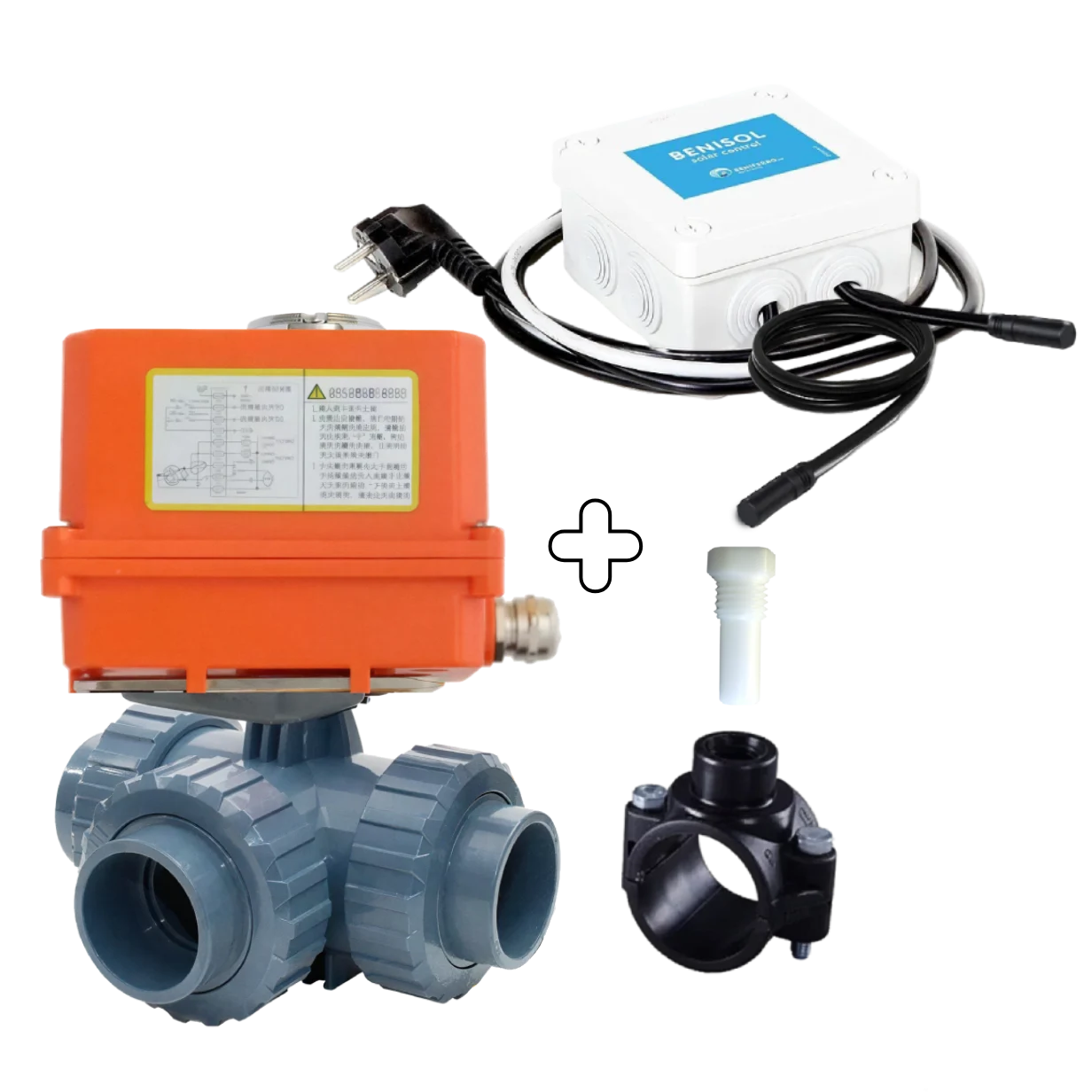 Automatisk 3-vejsventil 50/63 mm L boring med BENISOL temp kontrol - plug & play