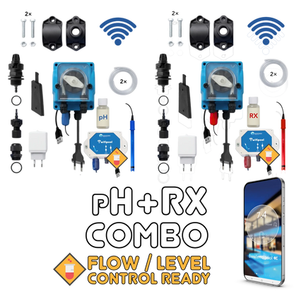 WiFiPOOL UNO pH + RX doseringspumpe - komplet installationssæt - svømmebassin op til 150 m³
