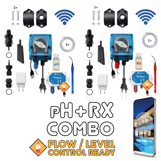 WiFiPOOL UNO pH + RX doseringspumpe - komplet installationssæt - svømmebassin op til 150 m³
