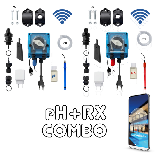 WiFiPOOL UNO pH + RX doseringspumpe - komplet installationssæt - svømmebassin op til 150 m³