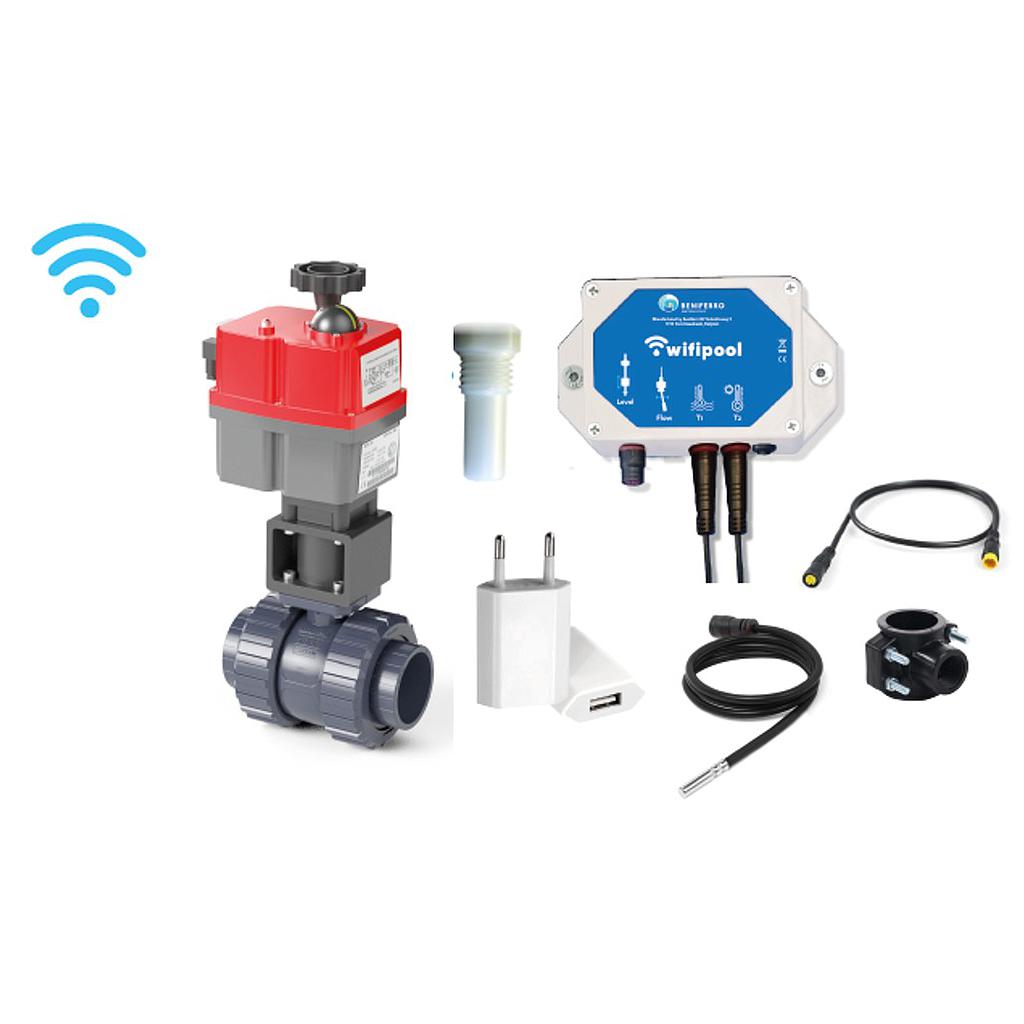 Automatisk Hidro 2-vejsventil - WiFi Plug & play - 50 mm L-boring med TLF-temperatursensorer og -regulator