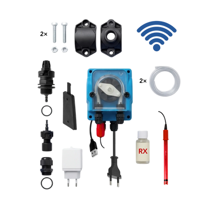 WiFiPOOL UNO RX Klor doseringspumpe - komplet installationssæt - svømmebassin op til 150 m³