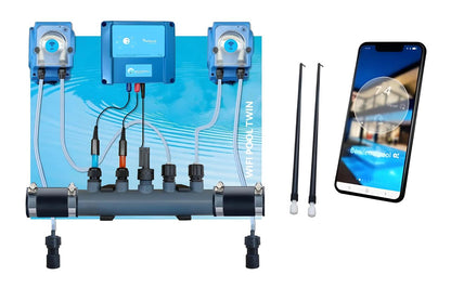 Doseapparat flydende pH- og klorregulering - formonteret på plade til svømmebassin fra 10 til 150 m ³