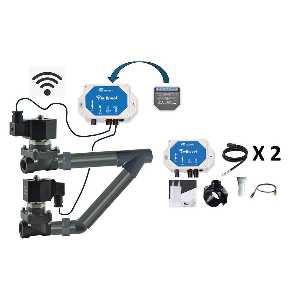 Wifi automatisk magnetventil-bypass med temperatursensorer - plug & play