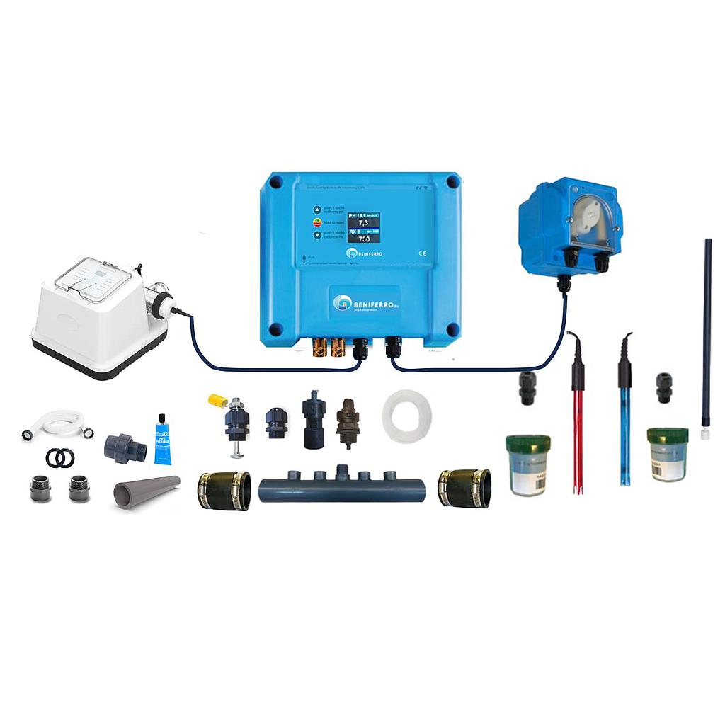 Saltelektrolyse EL klorgenerator - gør-det-selv-pakke med pH- og RX-regulering