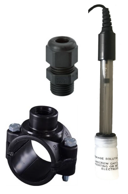 RX-sonde guld (saltelektrolyse) + tilslutningssadel + forskruning, gør-det-selv-sæt