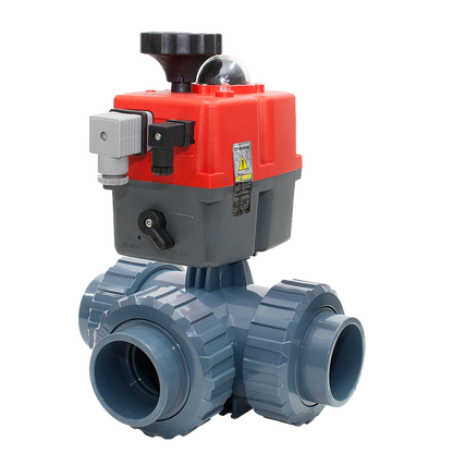 Motoriseret 3-vejs kugleventil 50 mm L-boring uden styring