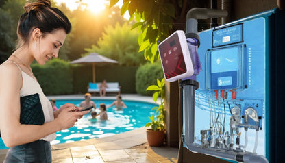 Præmonteret SR-saltelektrolyse med pH-, RX- og flowkontrol - bassiner op til 150m³ - Wi-Fi | Display - Niveaukontrol valgfri