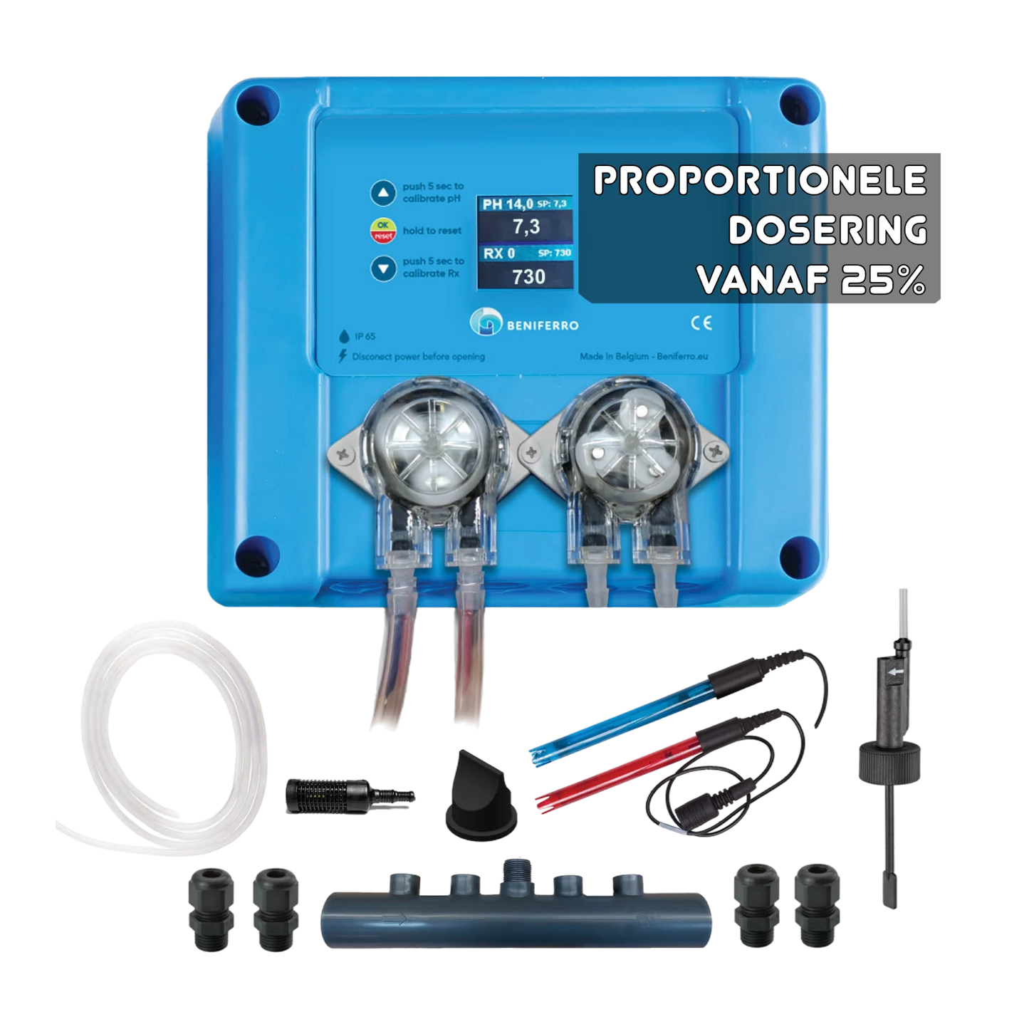 Kompakt 12V proportional doseringsenhed til flydende klor / pH - Pool TWIN COMBO - gør-det-selv sæt - pool/spa 10 til 150 m³