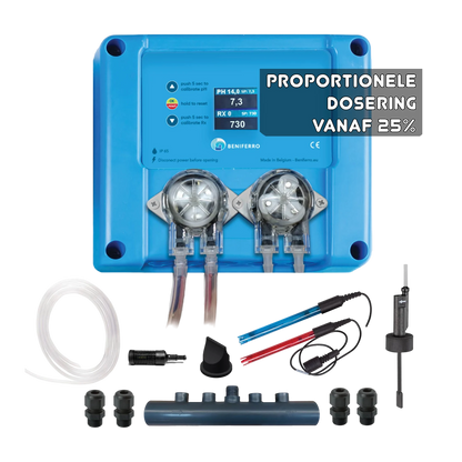 Kompakt 12V proportional doseringsenhed til flydende klor / pH - Pool TWIN COMBO - gør-det-selv sæt - pool/spa 10 til 150 m³