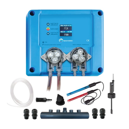 Kompakt 12V doseringsenhed til flydende klor / pH - Pool TWIN COMBO  - gør-det-selv sæt - pool/spa 1 til 150 m³