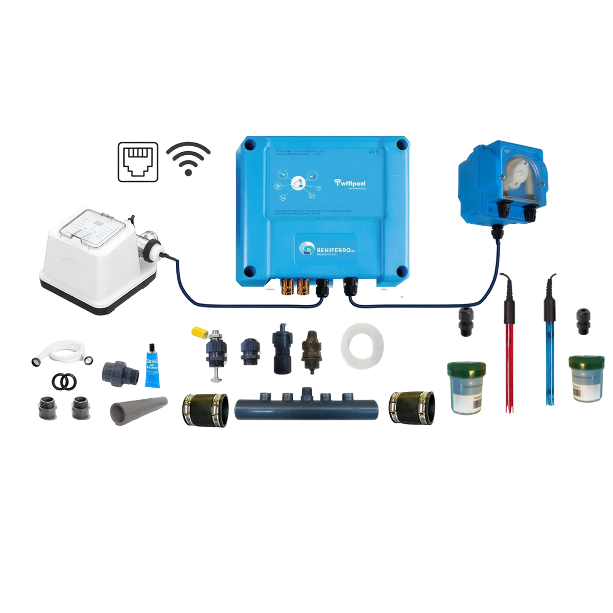 Saltelektrolyse EL klorgenerator - gør-det-selv-pakke med pH-/RX-regulering