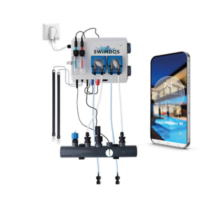 SwimDos WiFiPOOL PRO - flow-/niveauswitche, 2 temp-sonder, 2x 220V udgang - pool op til 150 m³