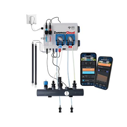 Pool Twin PRO ZwemcoCloud - flow-/niveaukontakt - 2 temp.sond., 2x 220V stik - pool op til 150m³